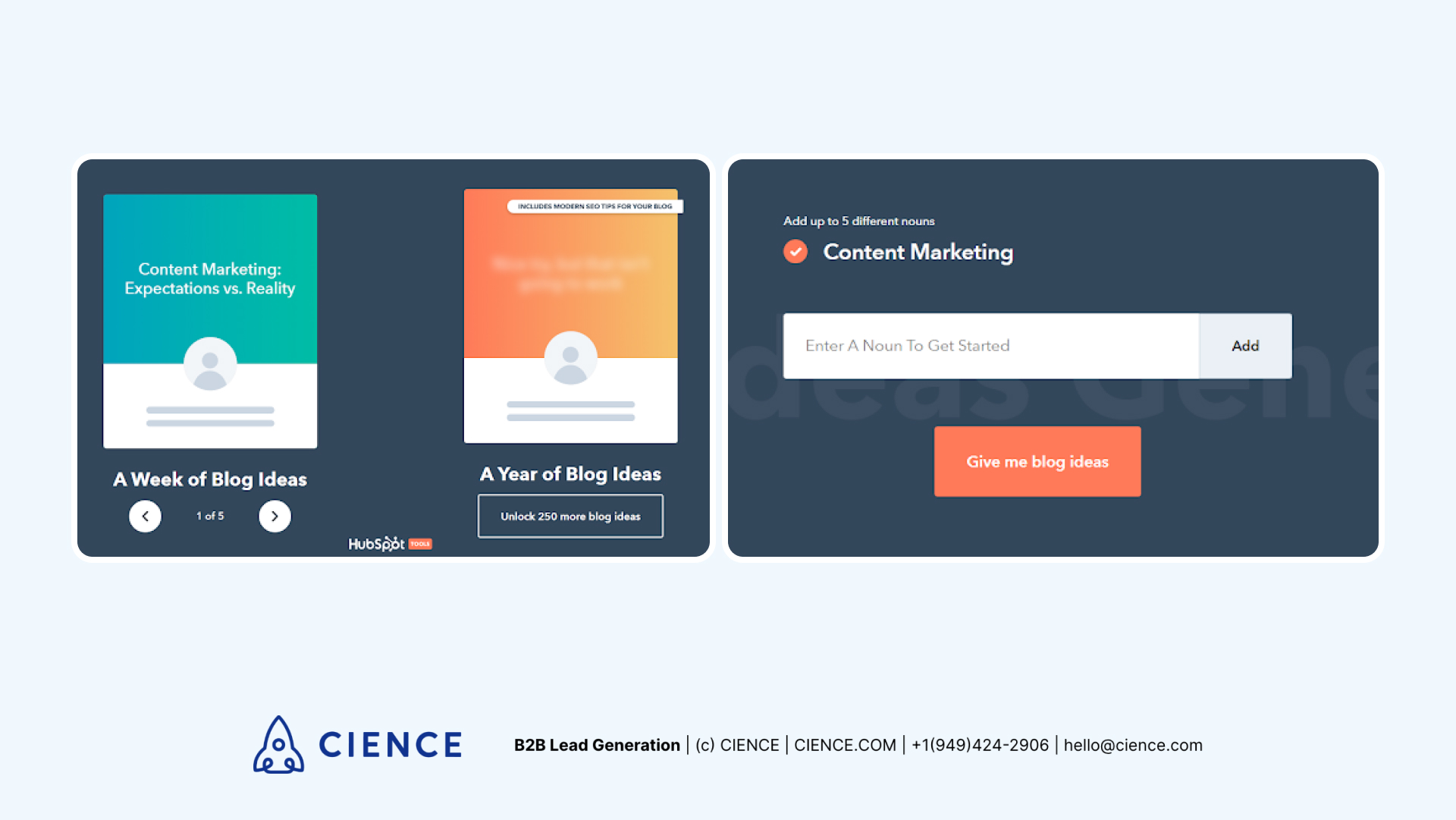 Tools for B2B content marketing: Hubspot Blog Topic Generator